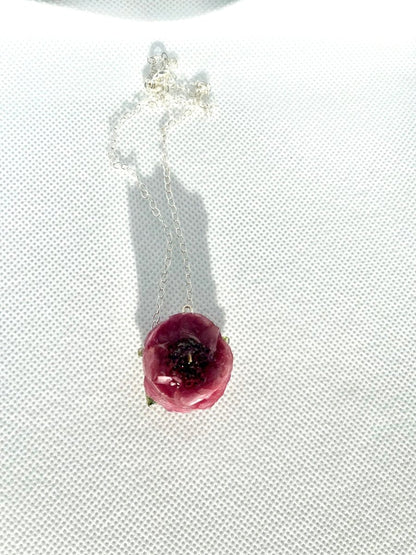 ROSA RANUKKEL blomstersmykke, sølvkjede - Smykke KNASK