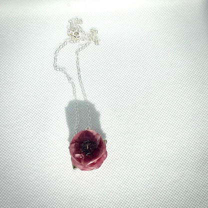 ROSA RANUKKEL blomstersmykke, sølvkjede - Smykke KNASK