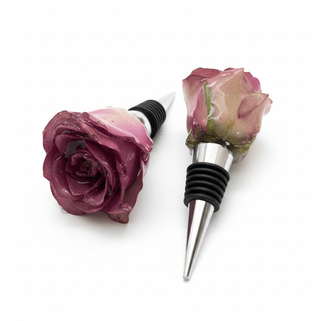 ROSA ROSE 3D vinstopper - ekte tørket blomst - Interiør KNASK