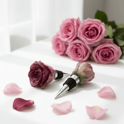 ROSA ROSE 3D vinstopper - ekte tørket blomst - Interiør KNASK