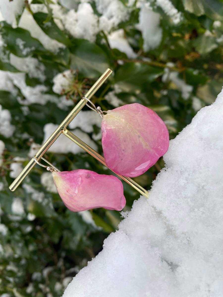 Rosa roseblad øredobber, 925 sølv ørekroker - KNASK