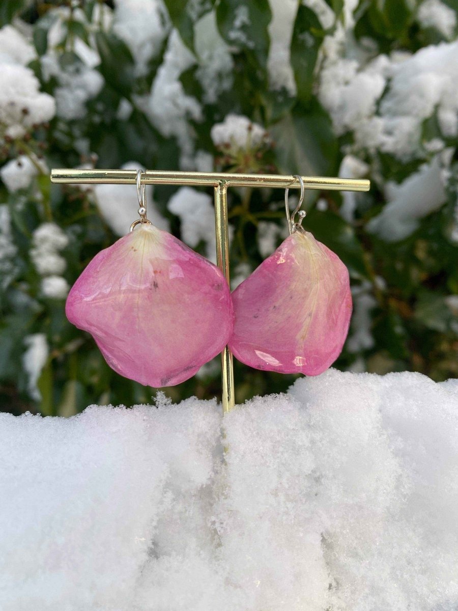 Rosa roseblad øredobber, 925 sølv ørekroker - KNASK