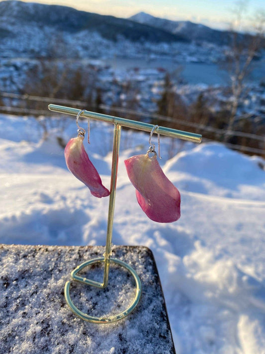 Rosa roseblad øredobber, 925 sølv ørekroker - KNASK