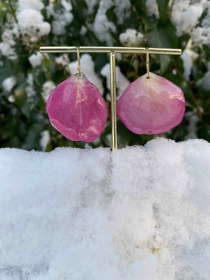 Rosa roseblad øreringer, 18K gull forgyllet stål - KNASK