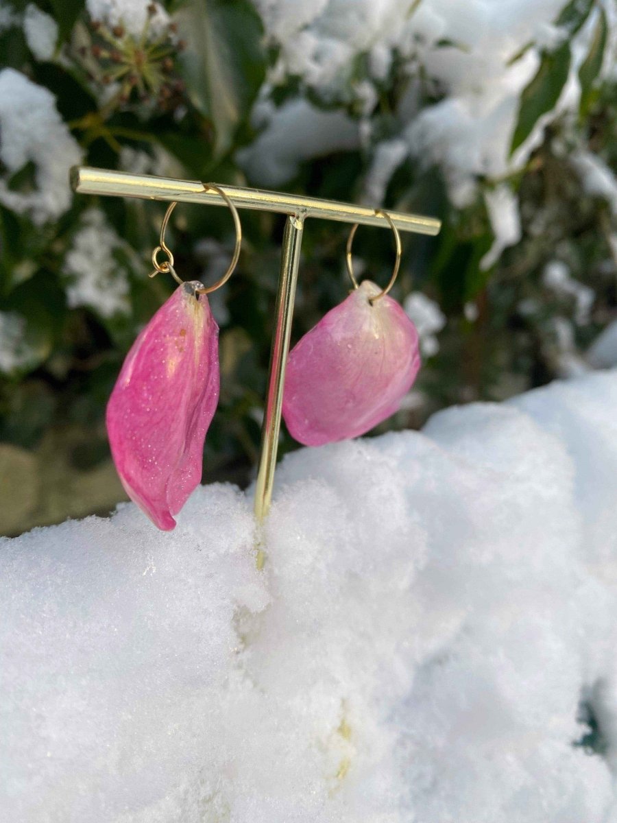 Rosa roseblad øreringer, 18K gull forgyllet stål - KNASK