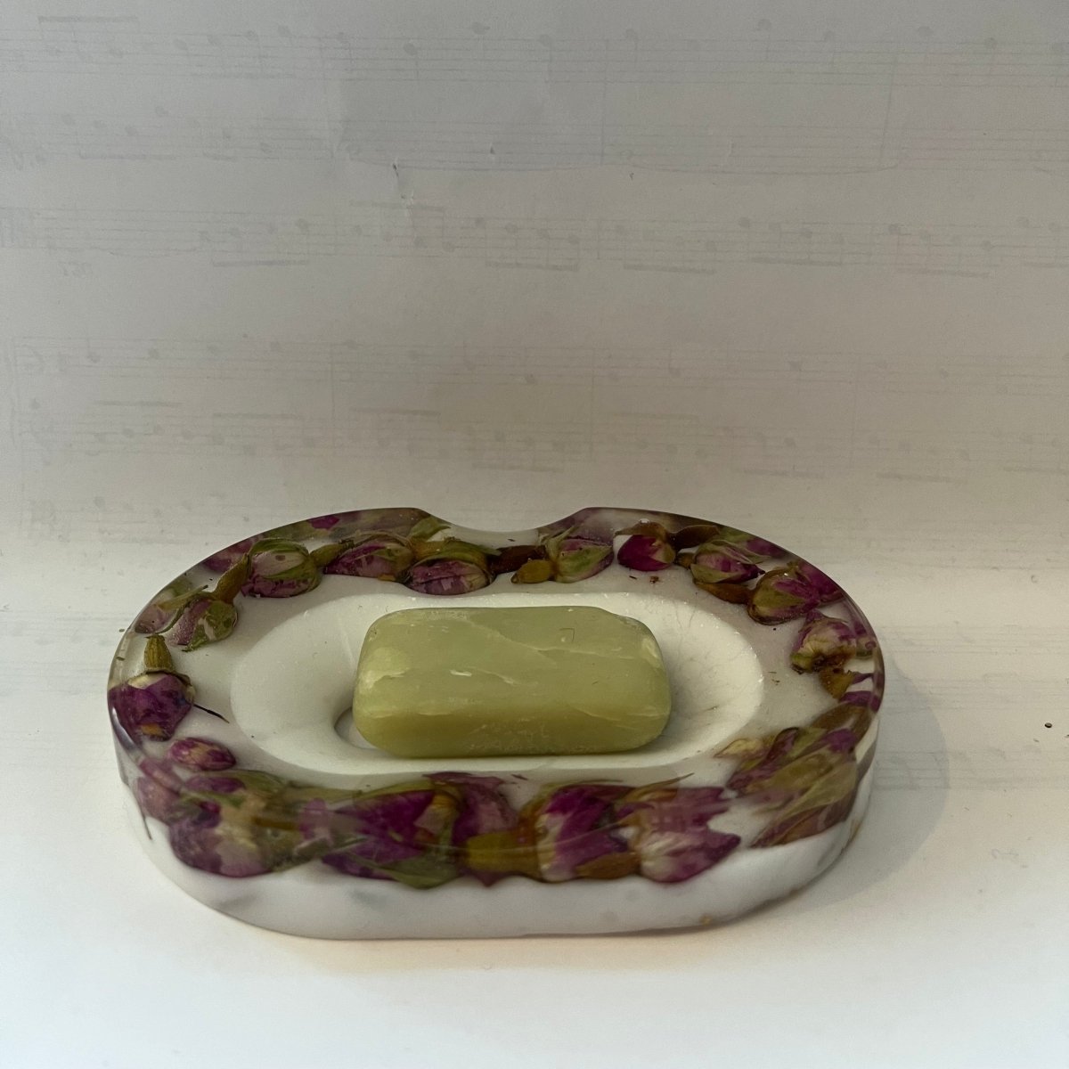 ROSA ROSEKNOPPER såpeskål – blomsterkunst av ekte tørkede roser - Interiør KNASK