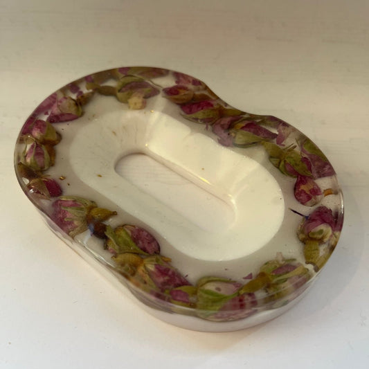 ROSA ROSEKNOPPER såpeskål – blomsterkunst av ekte tørkede roser - Interiør KNASK