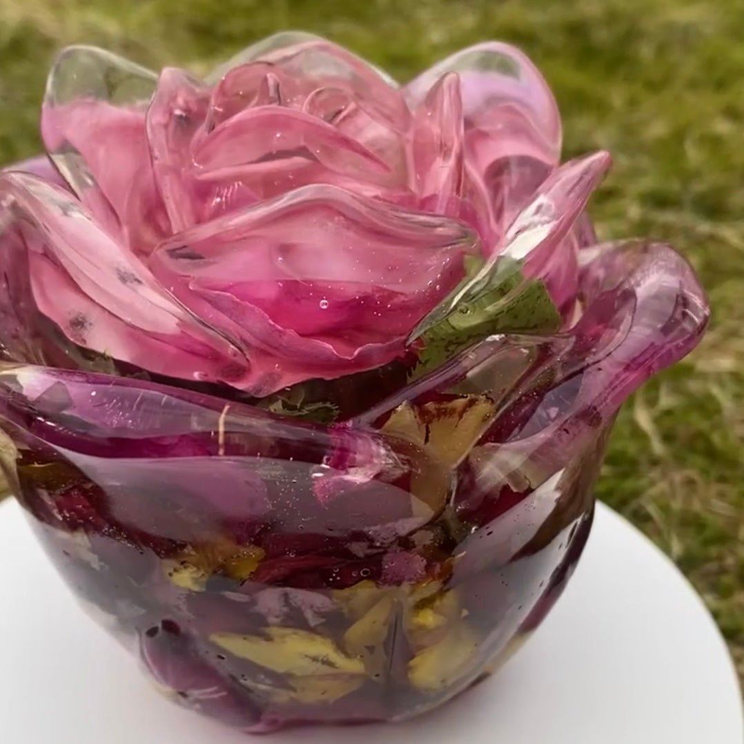 Rose - symfoni krukke med lokk, tørkede roser - KNASK