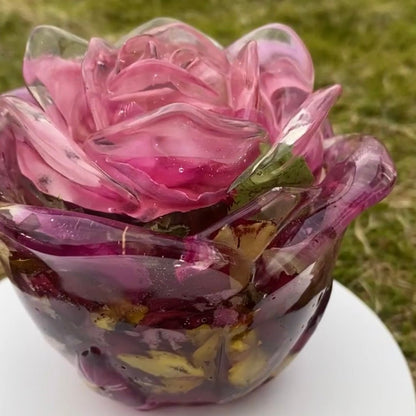 Rose - symfoni krukke med lokk, tørkede roser - KNASK