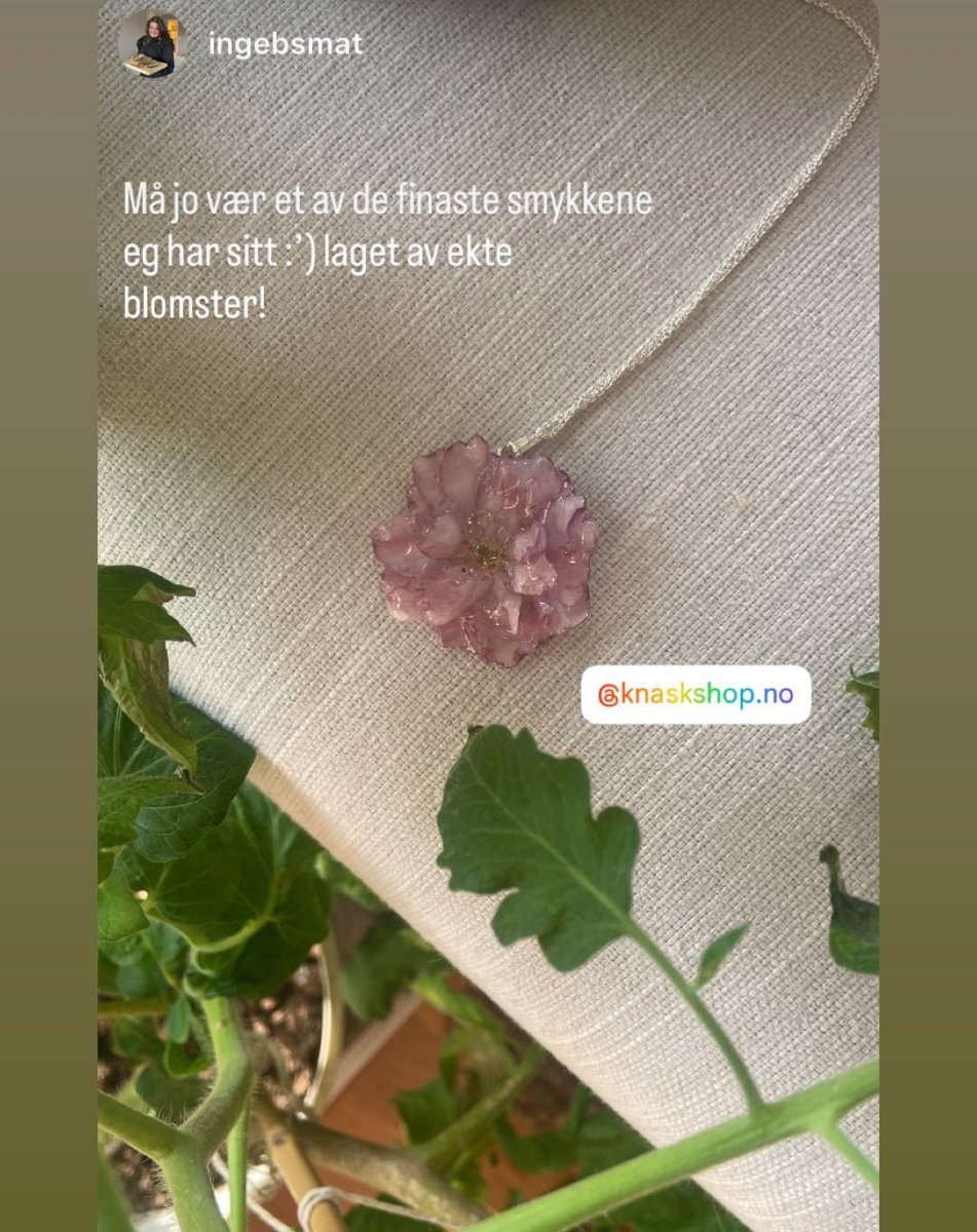 SAKURA KIRSEBÆRBLOMST blomstersmykke, 3D - tørket blomst, sølvkjede - Smykke KNASK