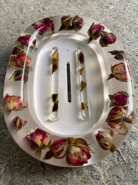 RØDROSA ROSEKNOPPER såpeskål - KNASK