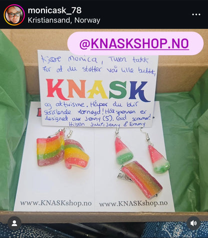 SKEIVE PRIDE øredobber, ekte regnbue - snop godteri - Øredobber KNASK