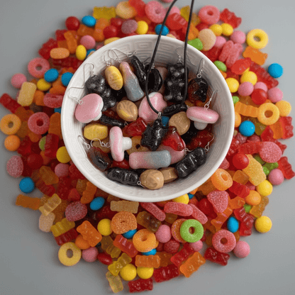 SMÅGODT øredobber, ekte godteri, 925 sølv - Øredobber KNASK