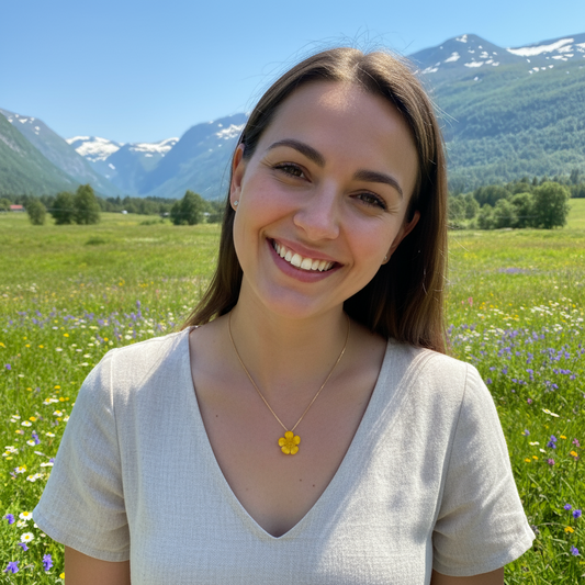 SMØRBLOMST blomstersmykke, ekte 3D-tørket blomst, 925 sølvkjede - KNASK