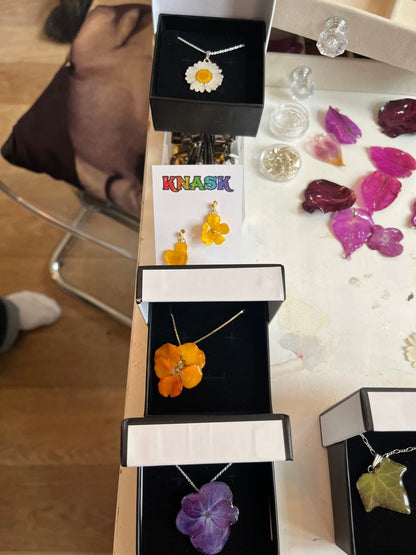 SMØRBLOMST øredobber 3D - tørkede blomster, 925 sølv - Øredobber KNASK