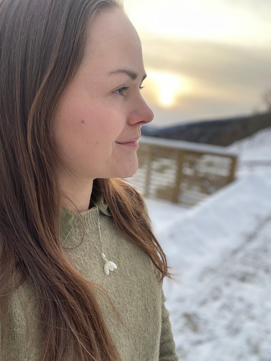 SNEKLOKKE snøklokke smykke - ekte tørket blomst - Smykke KNASK