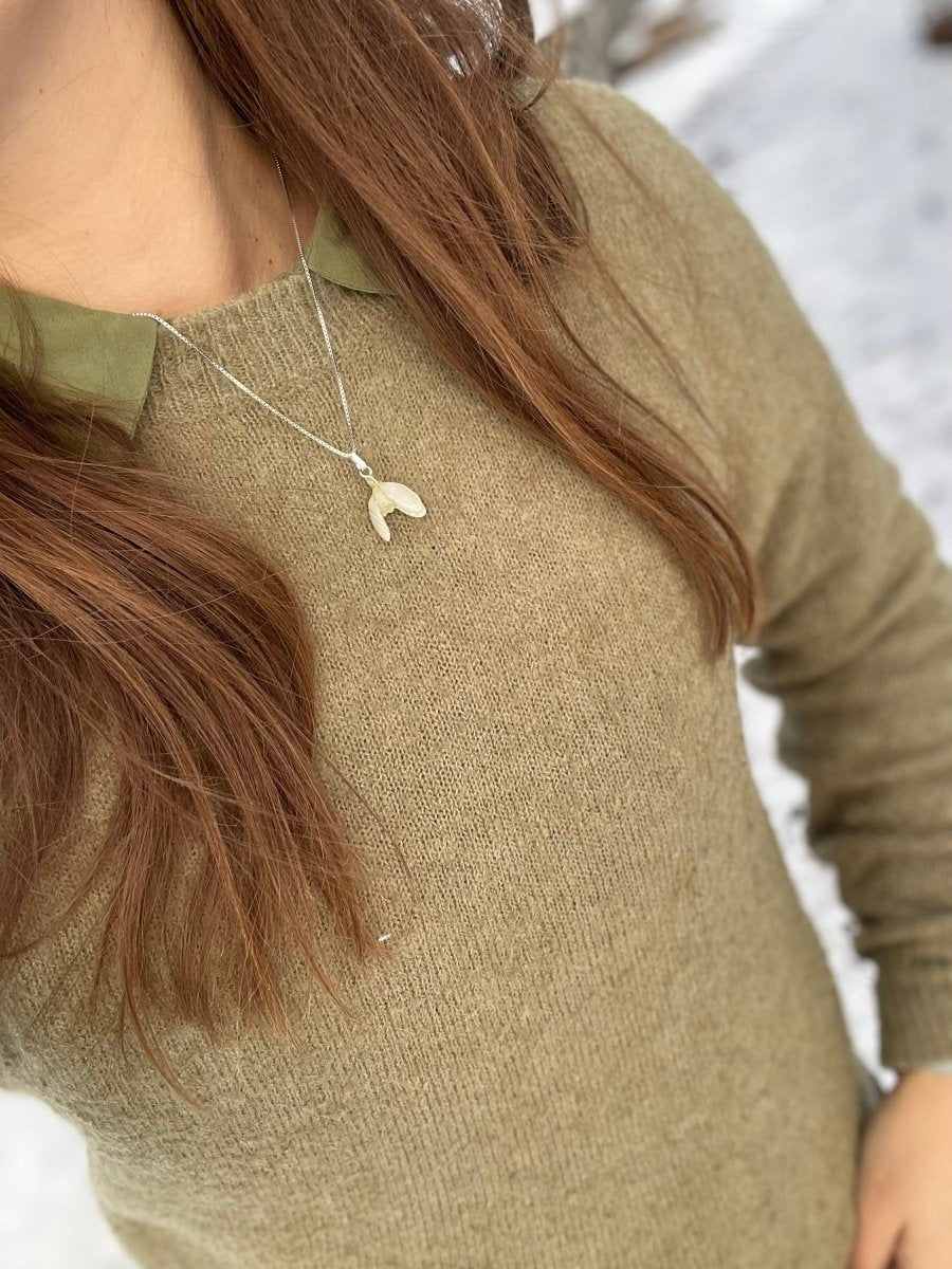 SNEKLOKKE snøklokke smykke - ekte tørket blomst - Smykke KNASK