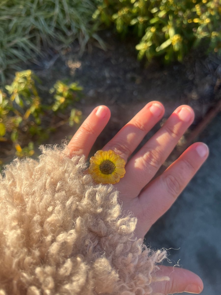 SOLLYKKE ring - ekte tørket blomst, justerbar - Ringer KNASK