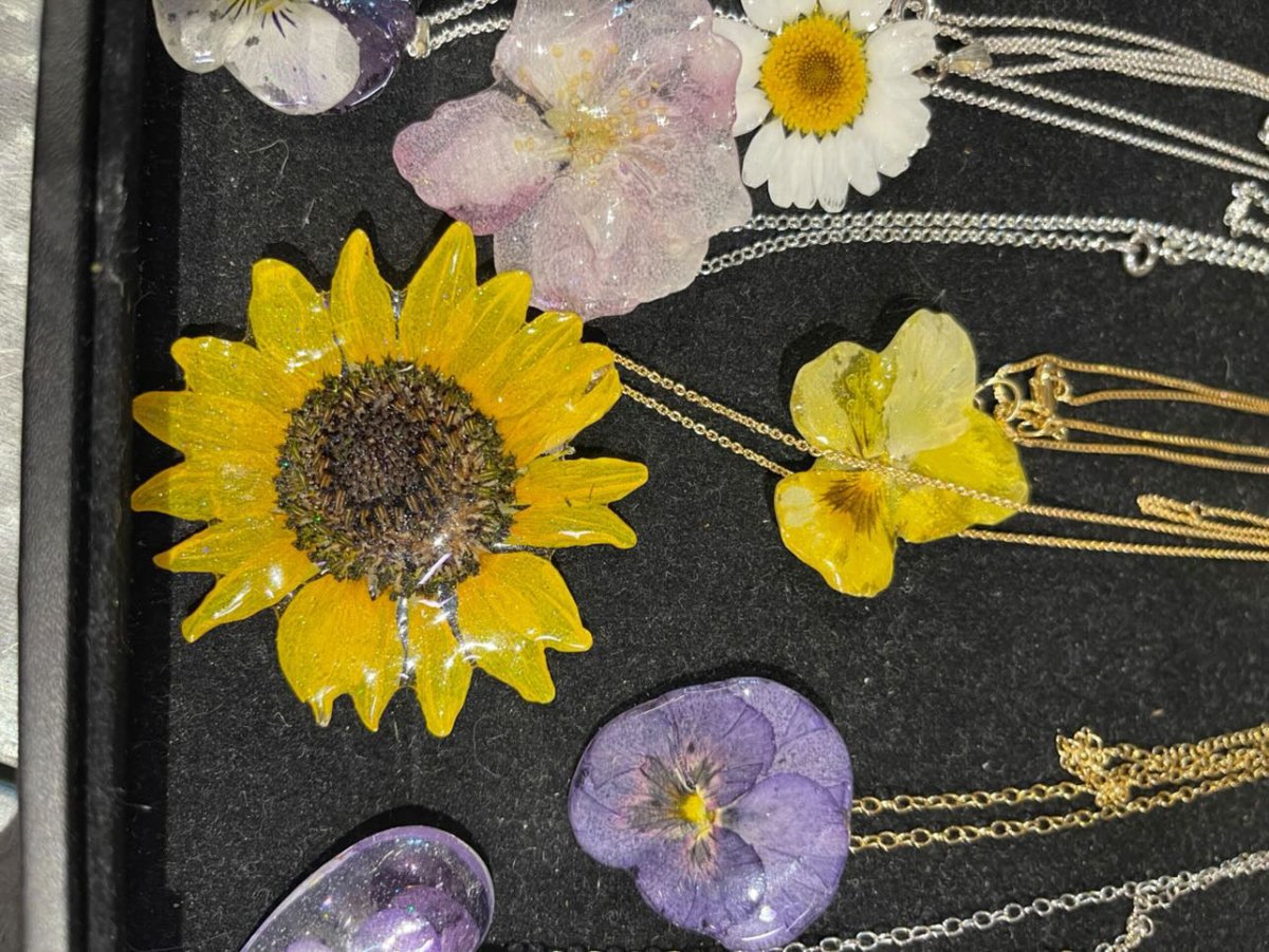 SOLSIKKE blomstersmykke av ekte tørket, 925 sølvkjede - Smykke KNASK