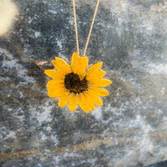 SOLSIKKE blomstersmykke av ekte tørket, 925 sølvkjede - Smykke KNASK
