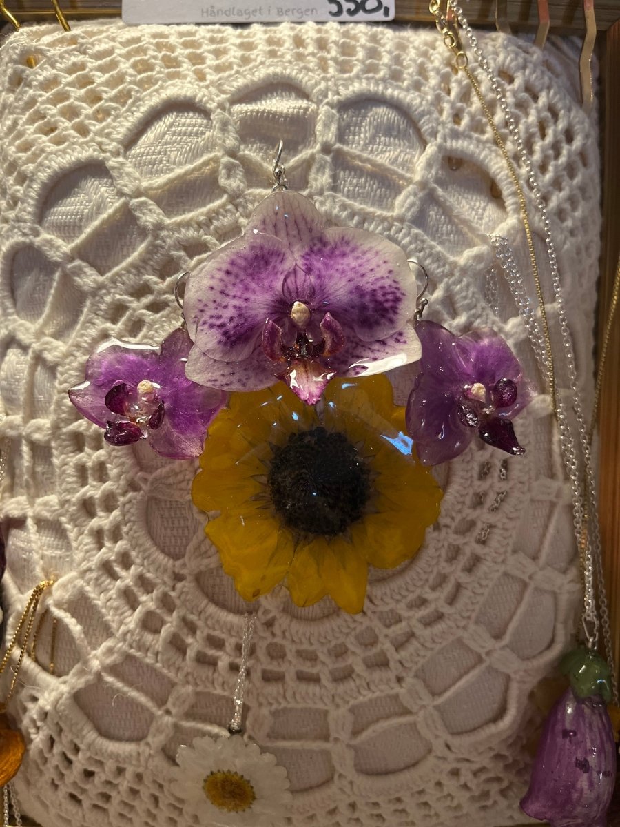 SOLSIKKE blomstersmykke av ekte tørket blomst, 925 sølvkjede - Smykke KNASK