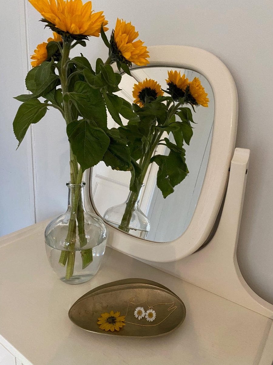 SOLSIKKE blomstersmykke av ekte tørket blomst, 925 sølvkjede - Smykke KNASK