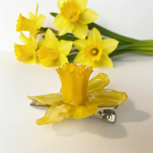 Stor Påskelilje hårspenne, krokodilleklemme - KNASK