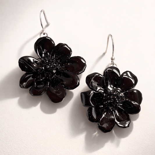 SVART SJOKOLADEKOSMOS øredobber - ekte tørkede blomster - Øredobber KNASK