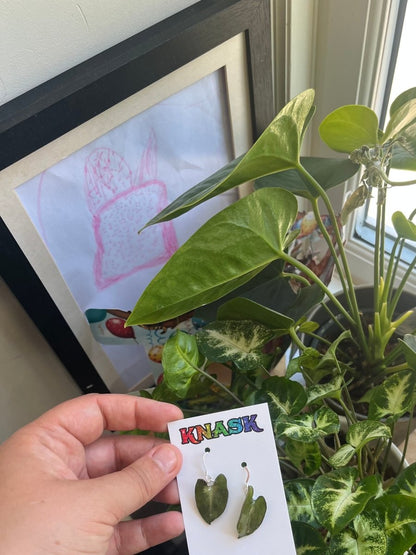 Syngonium pixie øredobber, 925 sølv planteøredobber - Øredobber KNASK