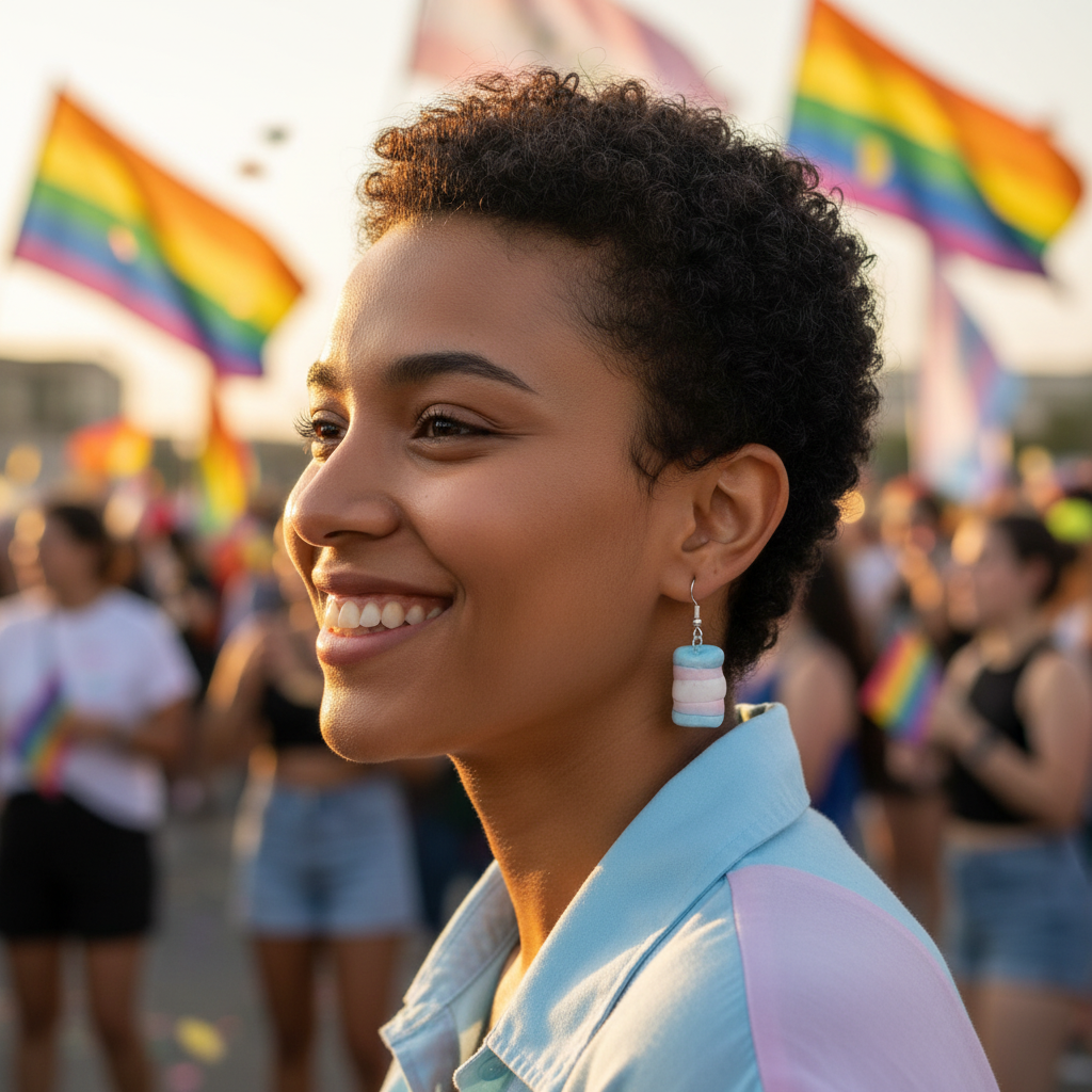 TRANS MARSHMALLOWS øredobber, ekte snop godteri - PRIDE - Øredobber KNASK