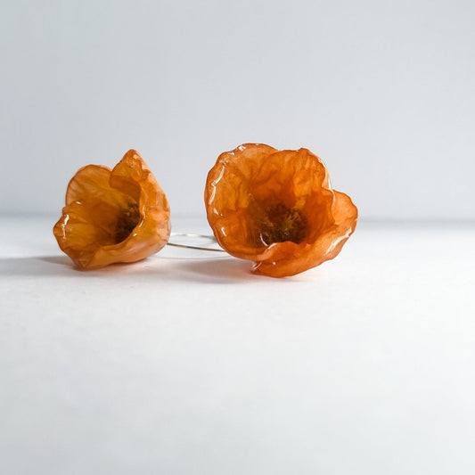 VALMUER øredobber, 3D - tørkede blomster, 925 sølv - Øredobber KNASK