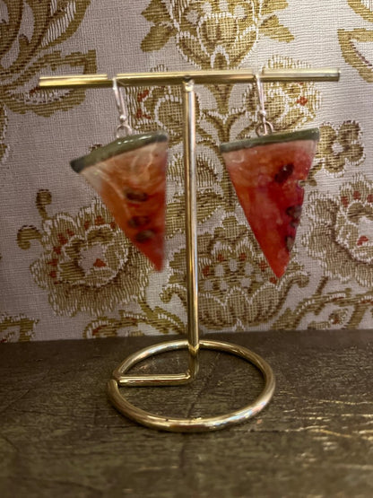 VANNMELON øredobber, ekte tørket frukt, 925 sølv, FRI PALESTINA smykker 🇵🇸 - Øredobber KNASK