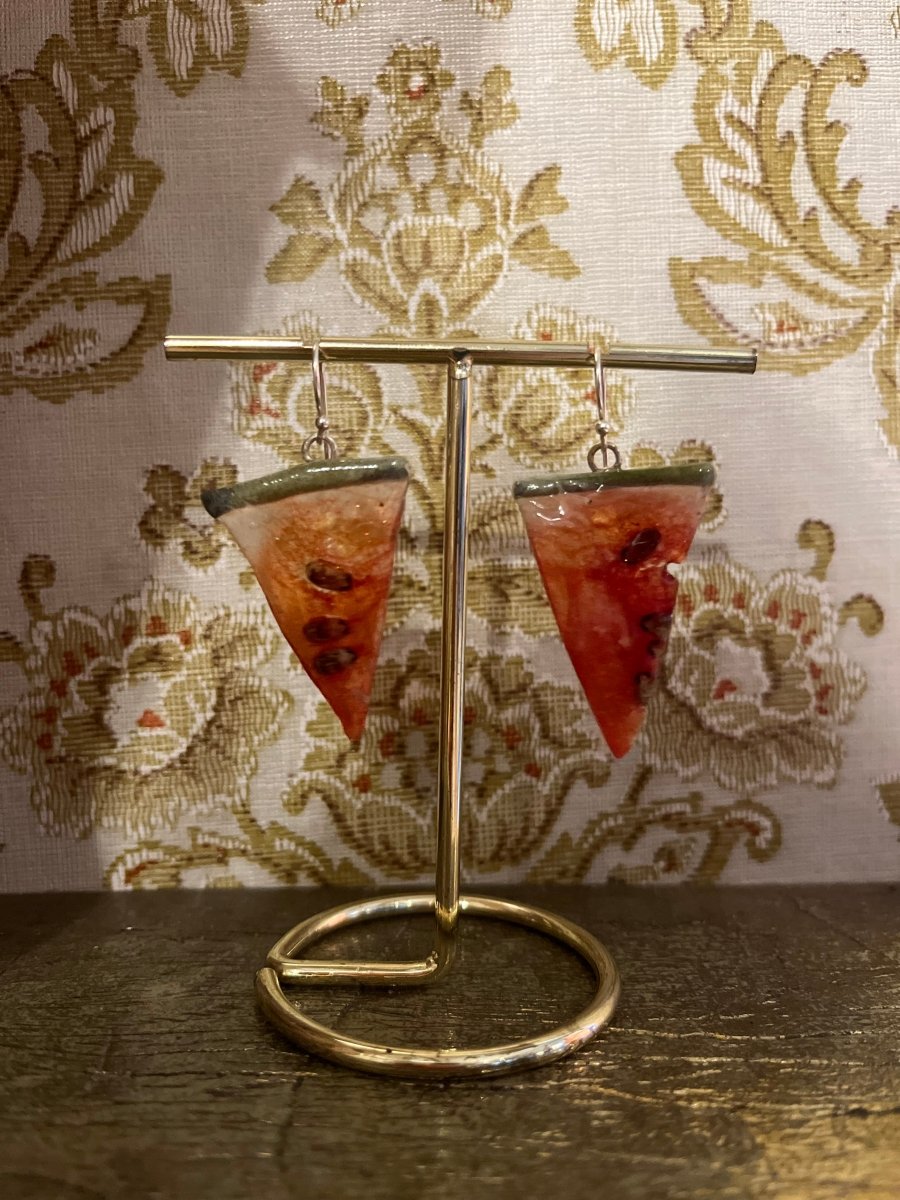 VANNMELON øredobber, ekte tørket frukt, 925 sølv, FRI PALESTINA smykker 🇵🇸 - Øredobber KNASK