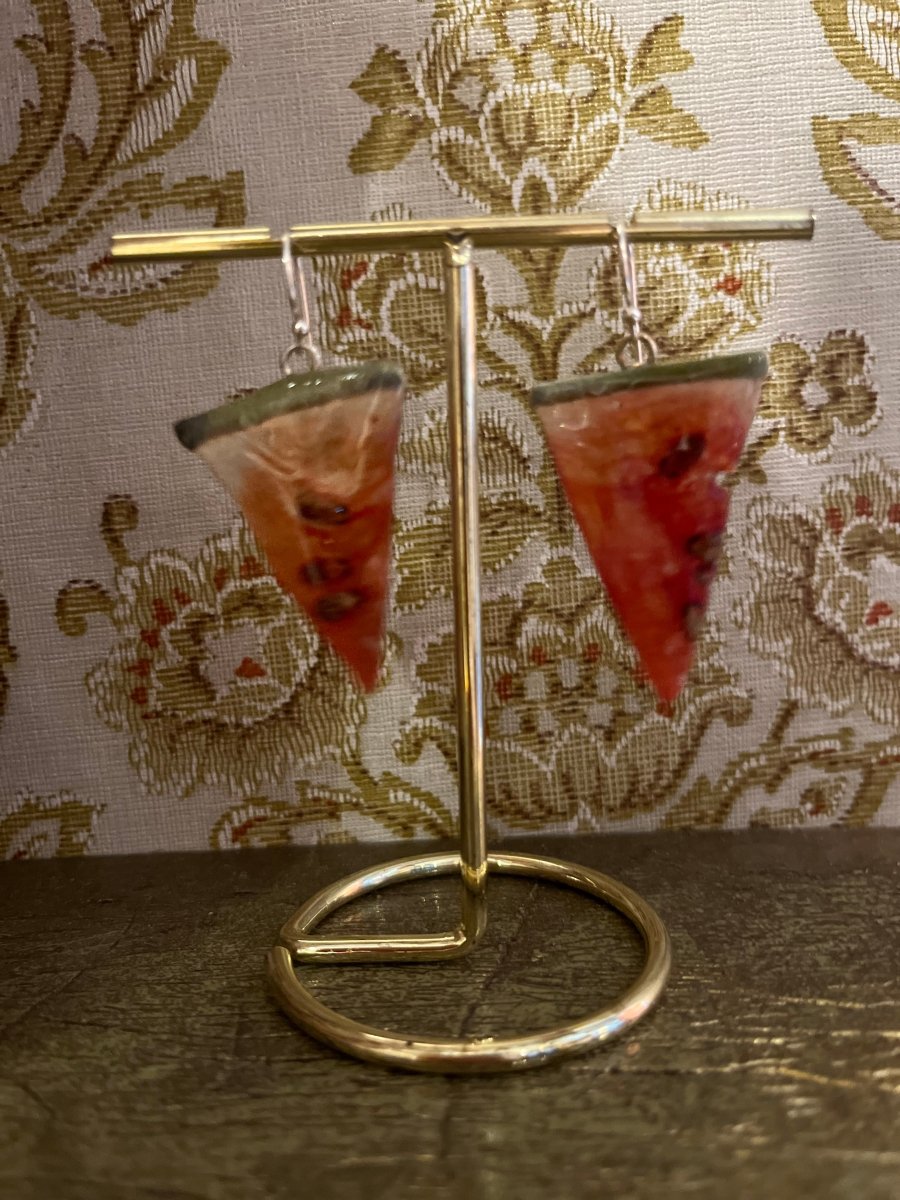 VANNMELON øredobber, ekte tørket frukt, 925 sølv, FRI PALESTINA smykker 🇵🇸 - Øredobber KNASK