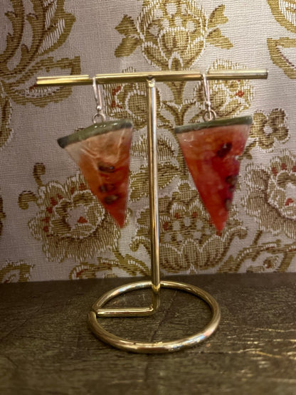 VANNMELON øredobber, ekte tørket frukt, 925 sølv, FRI PALESTINA smykker 🇵🇸 - Øredobber KNASK