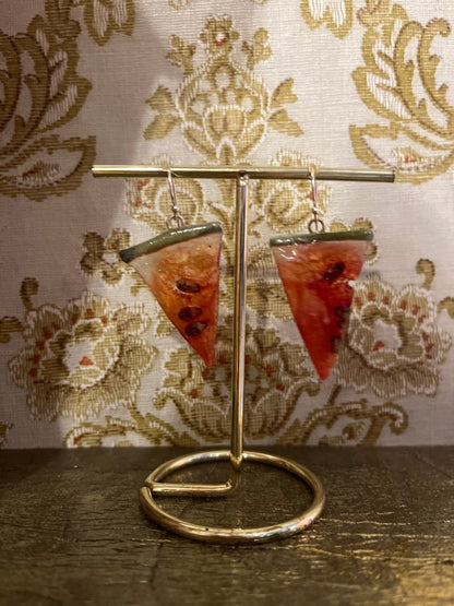 VANNMELON øredobber, ekte tørket frukt, 925 sølv, FRI PALESTINA smykker 🇵🇸 - Øredobber KNASK