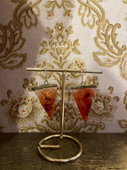 VANNMELON øredobber, ekte tørket frukt, 925 sølv, FRI PALESTINA smykker 🇵🇸 - Øredobber KNASK