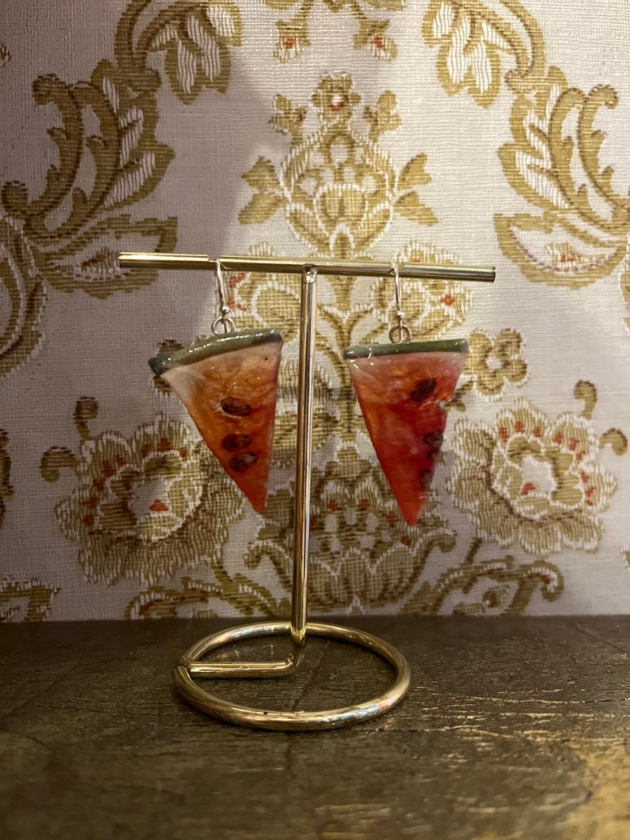 VANNMELON øredobber, ekte tørket frukt, 925 sølv, FRI PALESTINA smykker 🇵🇸 - Øredobber KNASK