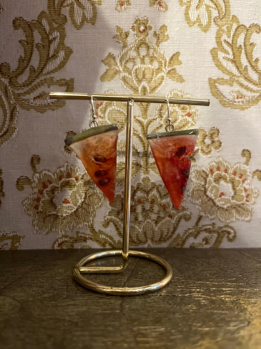 VANNMELON øredobber, ekte tørket frukt, 925 sølv, FRI PALESTINA smykker 🇵🇸 - Øredobber KNASK