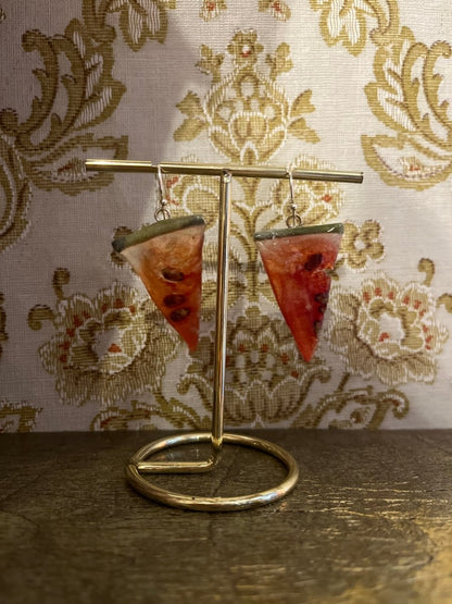 VANNMELON øredobber, ekte tørket frukt, 925 sølv, FRI PALESTINA smykker 🇵🇸 - Øredobber KNASK