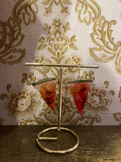 VANNMELON øredobber, ekte tørket frukt, 925 sølv, FRI PALESTINA smykker 🇵🇸 - Øredobber KNASK