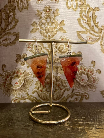 VANNMELON øredobber, ekte tørket frukt, 925 sølv, FRI PALESTINA smykker 🇵🇸 - Øredobber KNASK