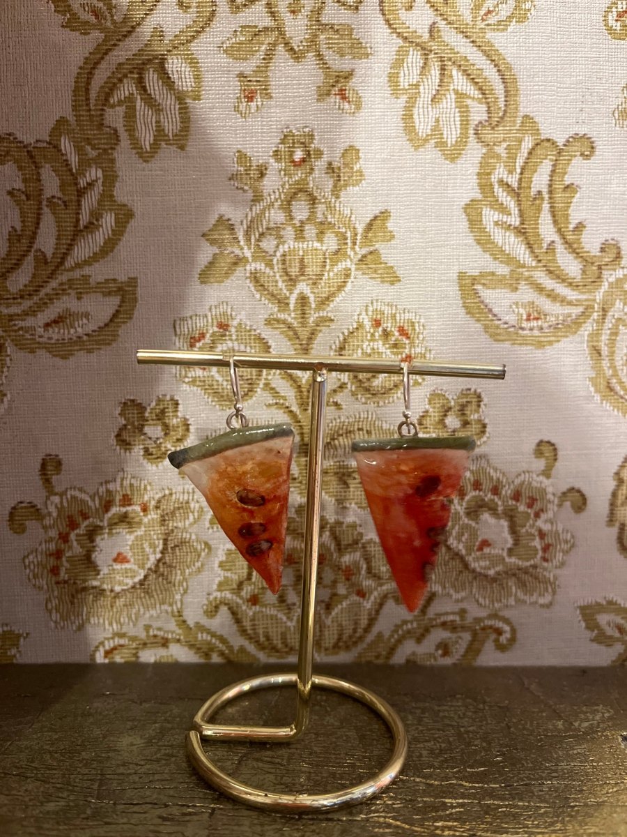 VANNMELON øredobber, ekte tørket frukt, 925 sølv, FRI PALESTINA smykker 🇵🇸 - Øredobber KNASK