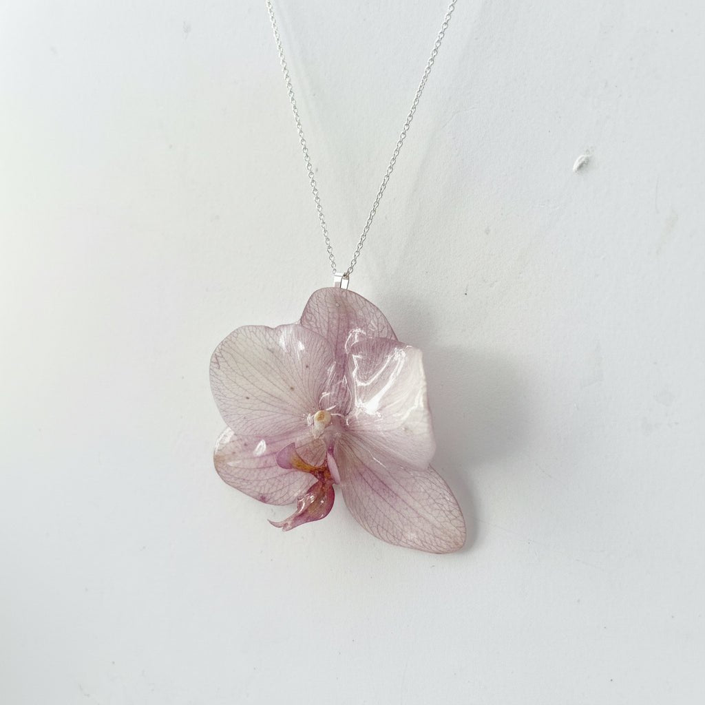 VENUS ORKIDÉ smykke - ekte tørket blomst - sølv - Smykke KNASK