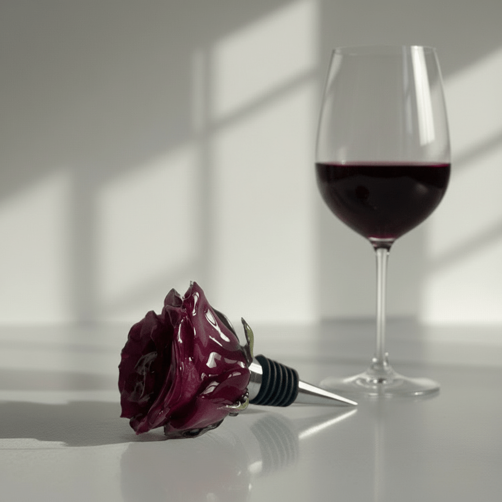 VINRØD ROSE vinstopper, ekte 3D - tørket blomst - Interiør KNASK