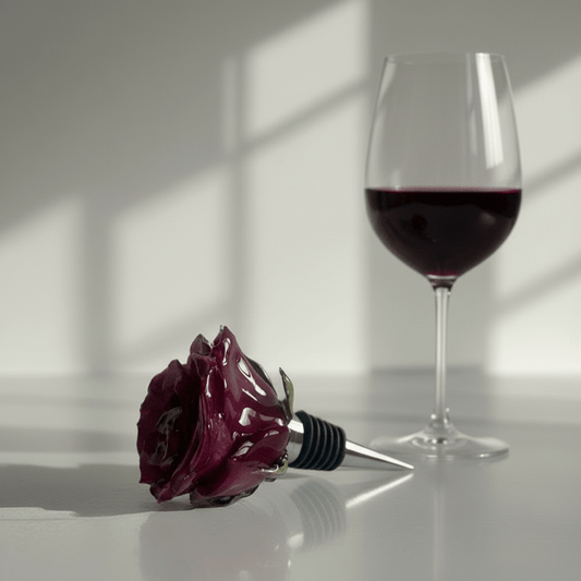 VINRØD ROSE vinstopper, ekte 3D - tørket blomst - Interiør KNASK