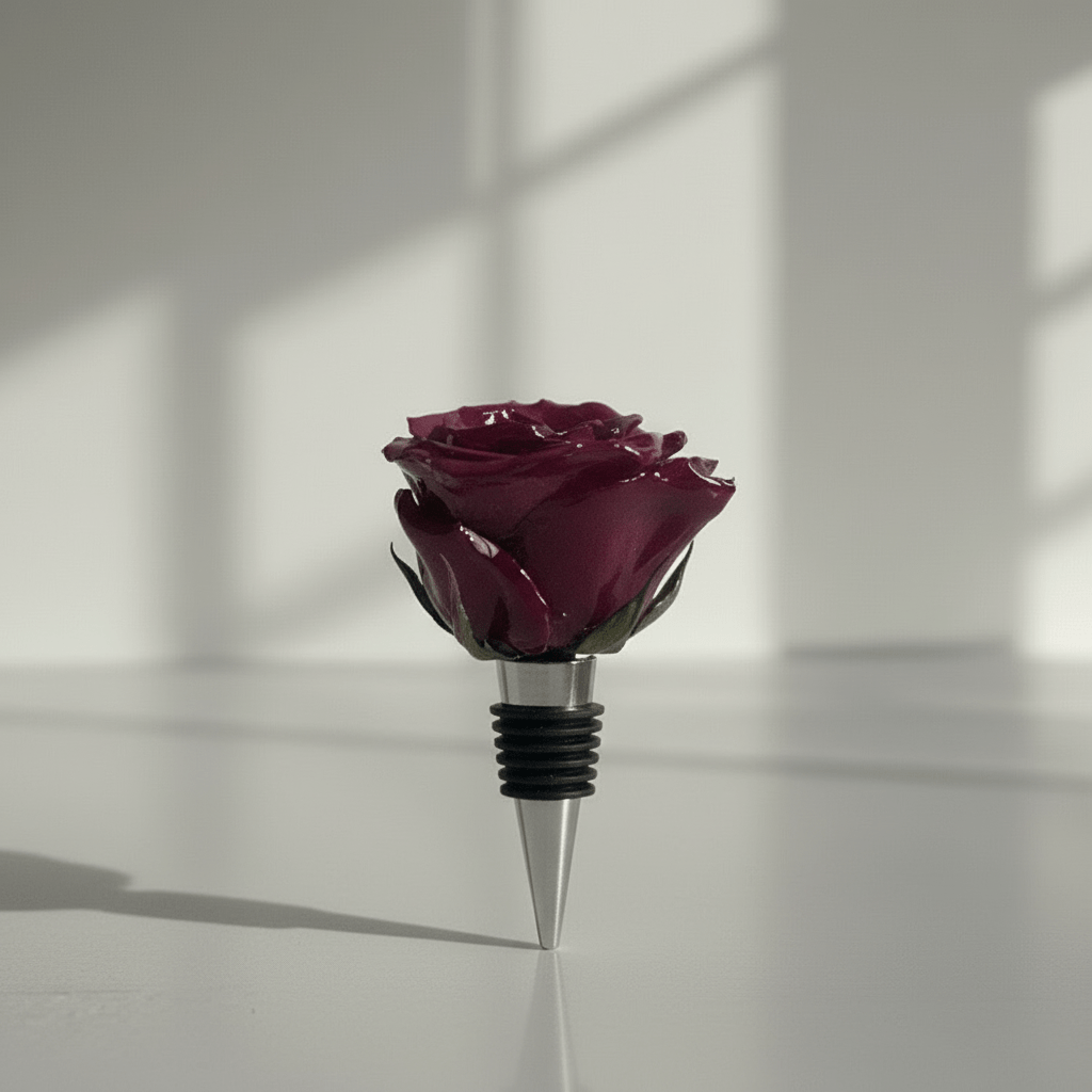 VINRØD ROSE vinstopper, ekte 3D - tørket blomst - Interiør KNASK