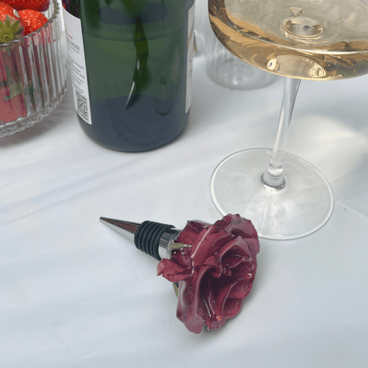 VINRØD ROSE vinstopper - ekte tørket blomst - Interiør KNASK