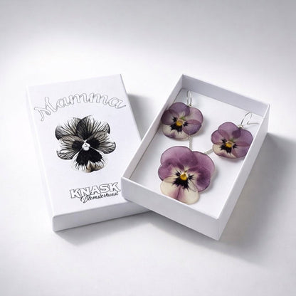 VIOLETTA fiol gavesett - ekte blomster, sølv, personlig gaveeske - Gavesett KNASK