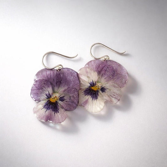 VIOLETTA FIOL øredobber - ekte tørkede blomster, stemorsblomst - Øredobber KNASK